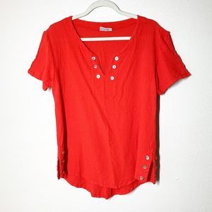 Cottonways Lauren 100% Cotton Gauze Red Shirt size 1 S / M Short Sleeve Buttons